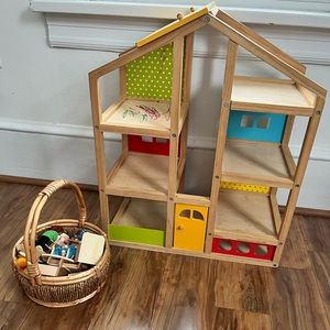 Little wood house and people